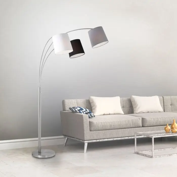 Betrouwbaar Leuchten-Direkt MELVIN Staande lamp Grijs, Zwart, Wit, 3-lichts