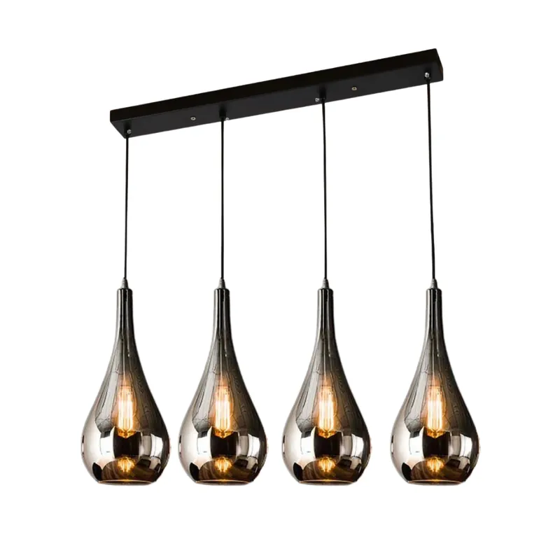 Hanglamp Druppelvormig smoke glas 4 lichts Meest Verkocht