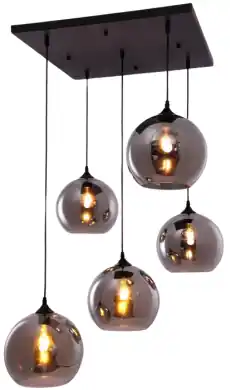 Aanbieding Hanglamp Illusion Smoking glass 5 lichts - vierkant