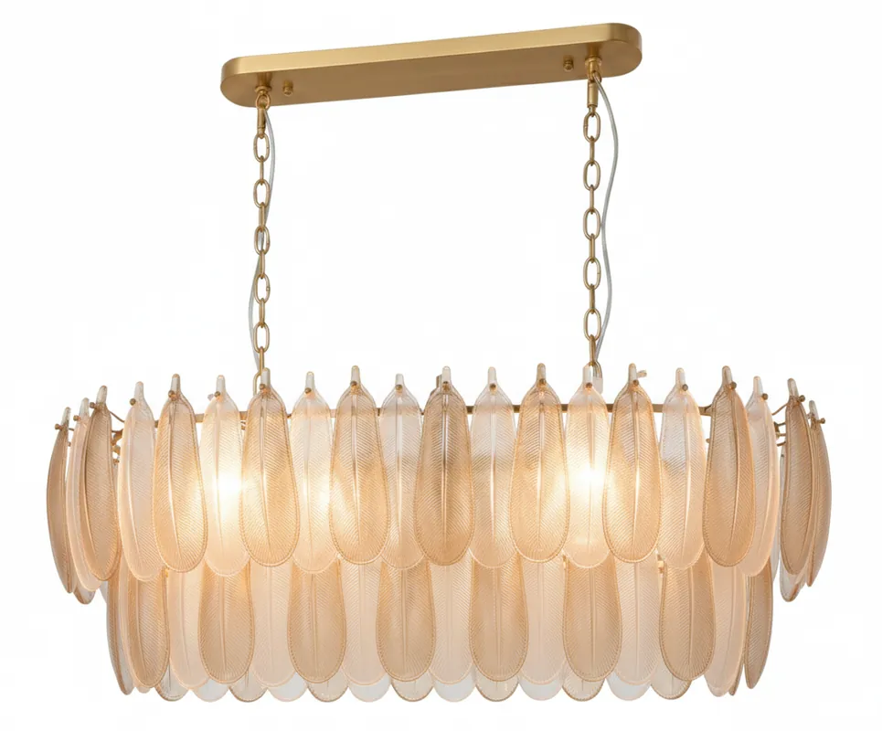 Actieprijs Hanglamp Leaf - L100 cm - Transparant/Amber