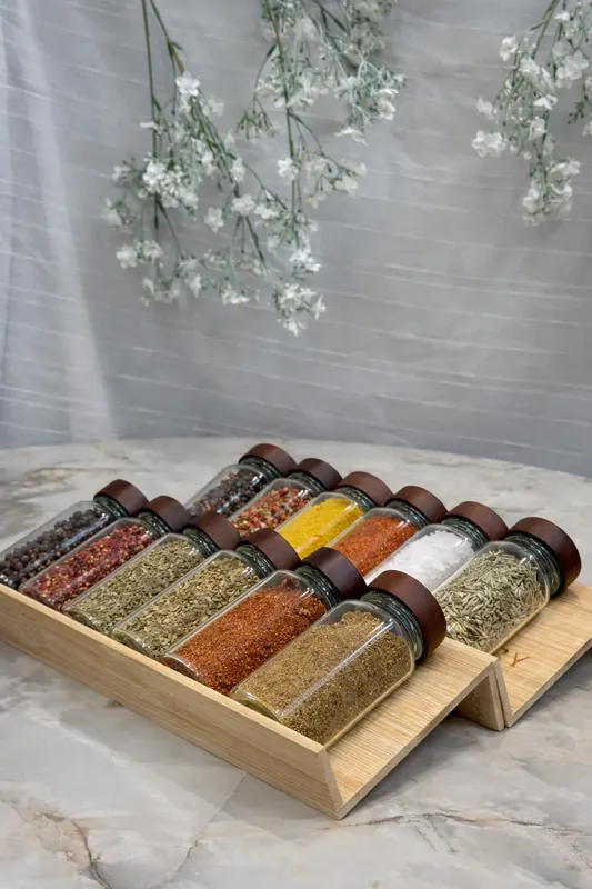 Weekendaanbieding Kruidenpotjes Set – Complete 12-Delige Keukenopslag met Stijlvol Houten Rek