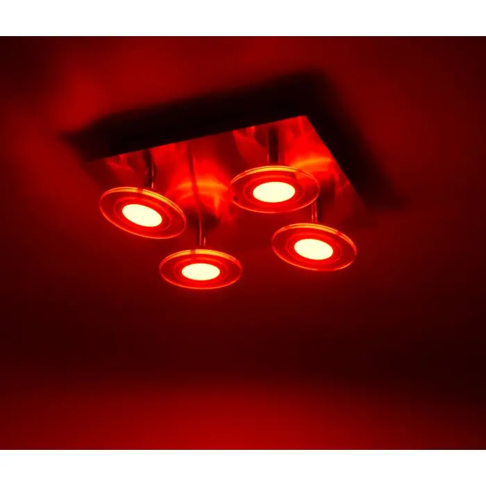 Leuchten-Direkt LOLA-MIKE Plafondlamp LED roestvrij staal, 4-lichts, Afstandsbediening, Kleurwisselaar Bestseller