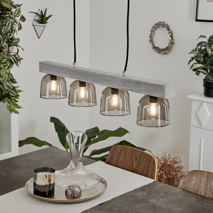 Premium Skovde Hanglamp Zilver, 4-lichts