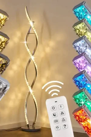 Aanbieding Assuan Staande lamp LED Chroom, 1-licht, Afstandsbediening, Kleurwisselaar