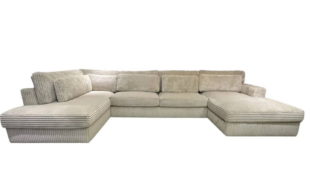 U-Bank Texas Fluffy Ribstof Zand/Beige - Pocketvering Seizoensaanbieding