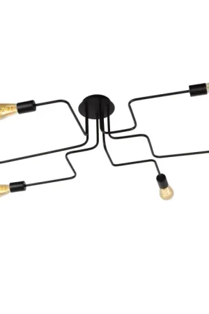 Aanbieding Lucide LESTER Plafondlamp Zwart, 6-lichts