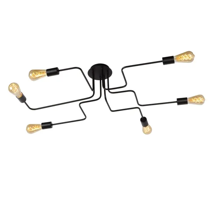 Aanbieding Lucide LESTER Plafondlamp Zwart, 6-lichts