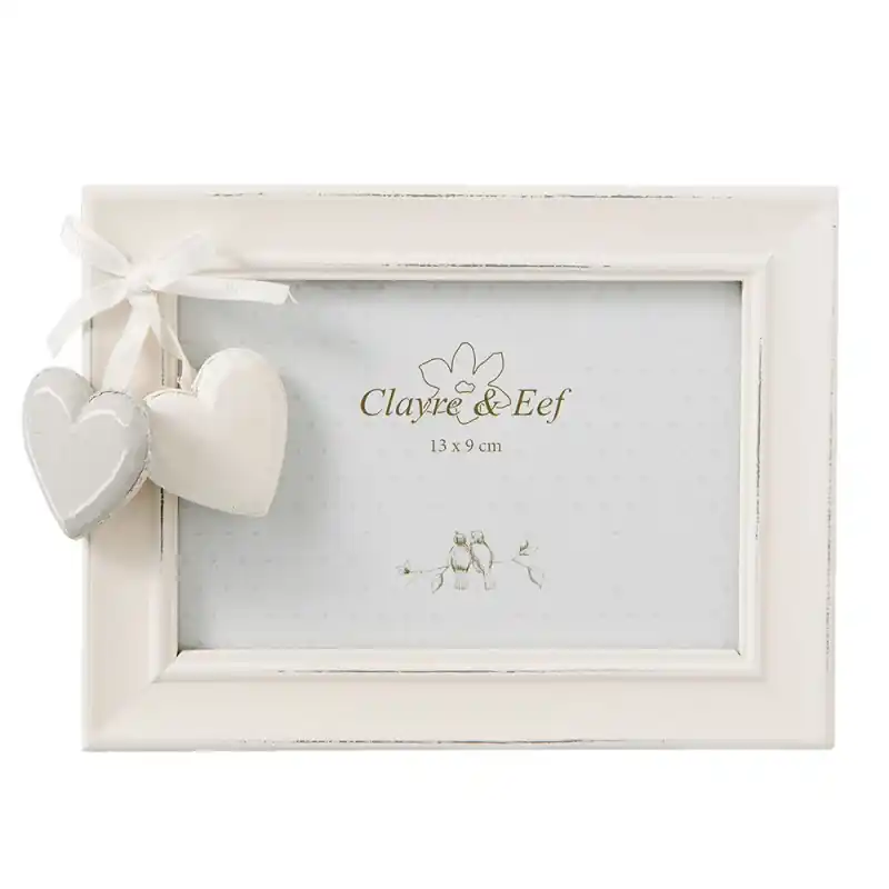 Clayre & Eef Fotolijst Hart 13x9 cm Wit Hout Favoriet