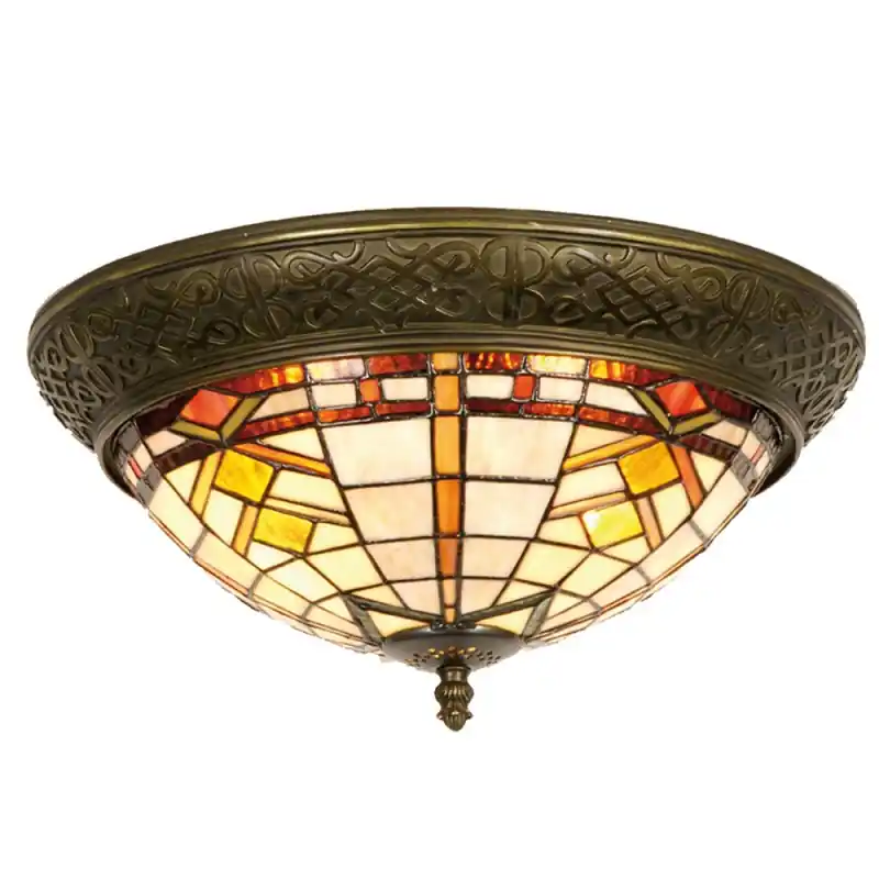 Weekendaanbieding Lumilamp Plafondlamp Tiffany Ø 38x19 cm Bruin Beige Glas