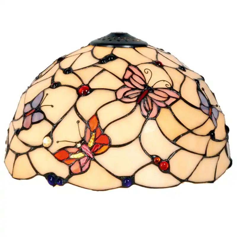Goedkoop Lumilamp Lampenkap Tiffany Ø 30x20 cm Beige Roze Glas Vlinder
