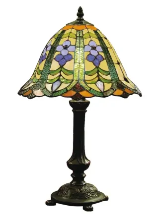 Lumilamp Tiffany Tafellamp Ø 30x48 cm Groen Blauw Glas Bloem Merkproduct