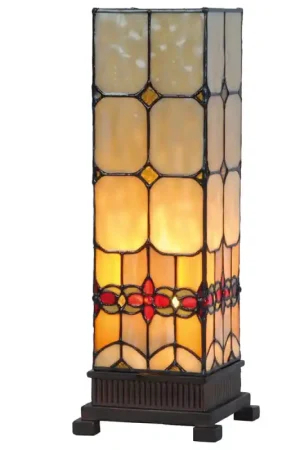 Rechtstreeks Van De Fabrikant Lumilamp Tiffany Tafellamp 12x12x35 cm Geel Glas