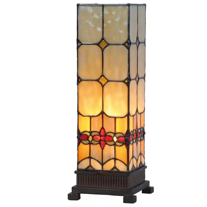 Rechtstreeks Van De Fabrikant Lumilamp Tiffany Tafellamp 12x12x35 cm Geel Glas