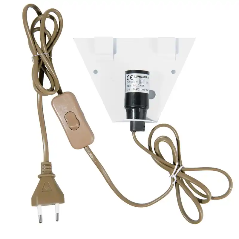Lumilamp Wandplaat voor lampenkappen 13x4x11 cm Wit Bruin Kunststof Lage Prijs