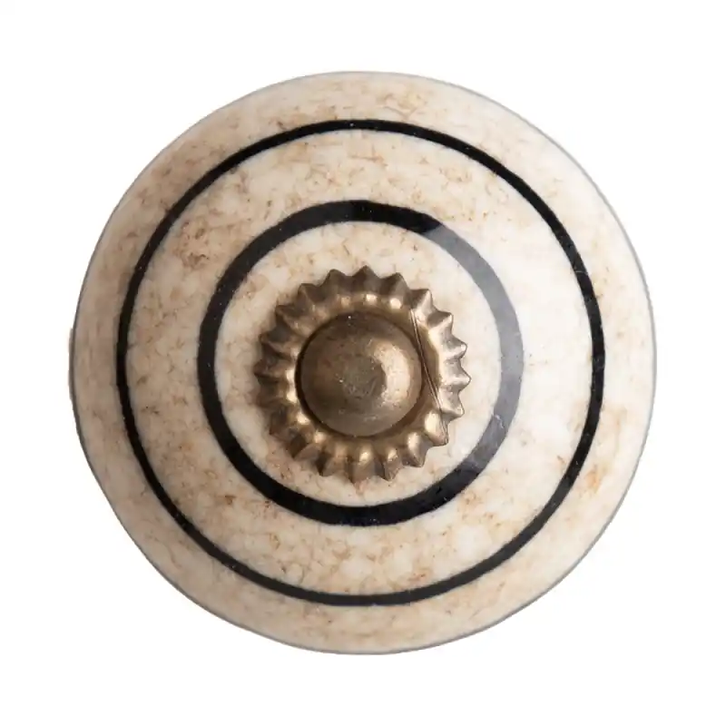 Actieprijs Clayre & Eef Deurknop Ø 4 cm Bruin Zwart Keramiek Gestreept