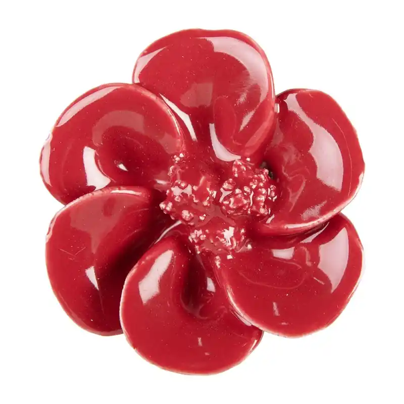 Merkproduct Clayre & Eef Deurknop Ø 4 cm Rood Keramiek Bloem