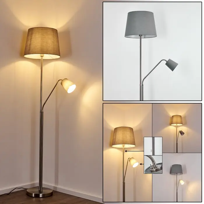 Gunstock Staande lamp Nikkel mat, 2-lichts Snelle Levering