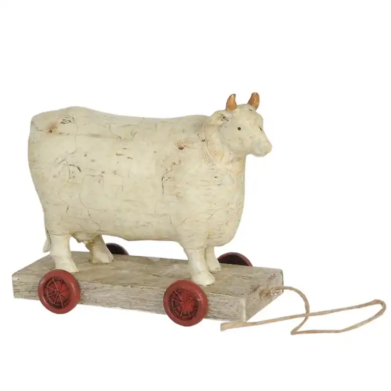 Clayre & Eef Beeld Koe 14x7x12 cm Wit Polyresin Lage Prijs