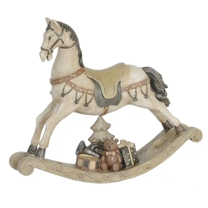 Clayre & Eef Beeld Paard 22x5x19 cm Wit Polyresin Finale Uitverkoop
