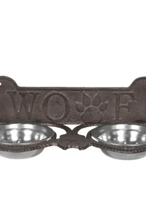 Voordeelprijs Clayre & Eef Voerbak hond 39x18x12 cm Bruin IJzer Hondenbot