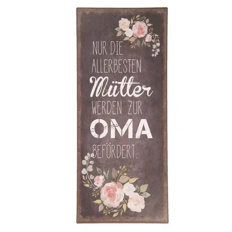 Bestel Nu Clayre & Eef Tekstbord 13x30 cm Zwart Metaal Bloemen