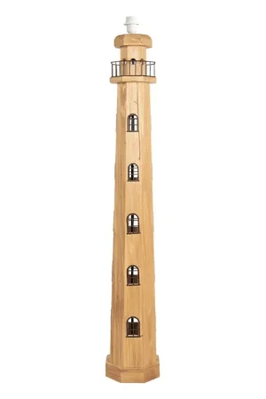 Clayre & Eef Vloerlamp Vuurtoren 23x23x140 cm Bruin Hout Snelle Levering
