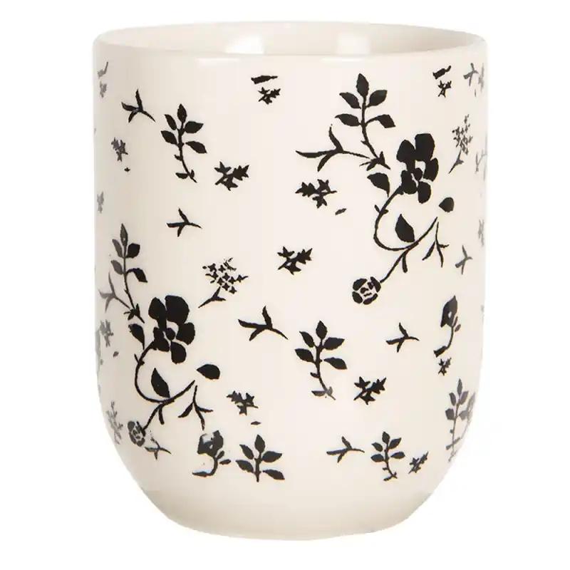 Aanbieding Clayre & Eef Mok 100 ml Wit Zwart Porselein Bloemen