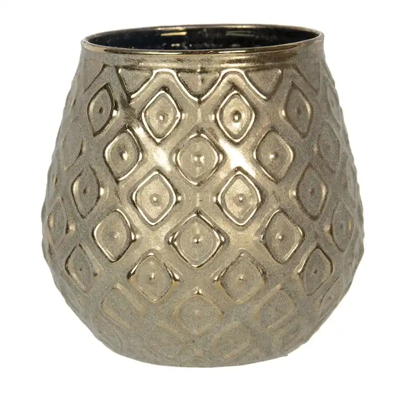 Clayre & Eef Theelichthouder Ø 10x10 cm Goudkleurig Glas Flitsaanbieding