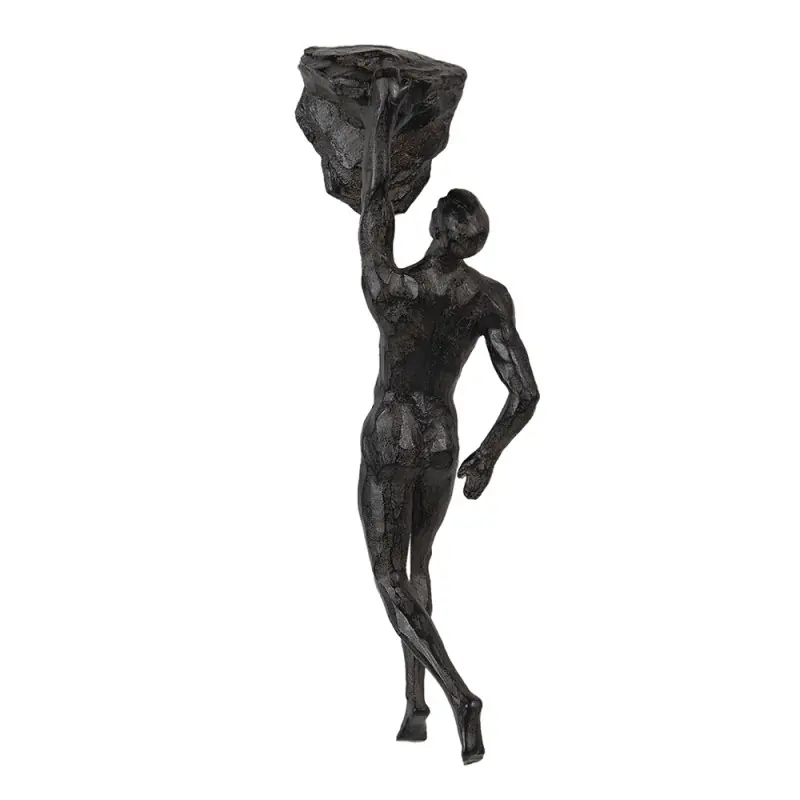 Clayre & Eef Beeld Man 9x9x32 cm Bruin Kunststof Dagaanbieding