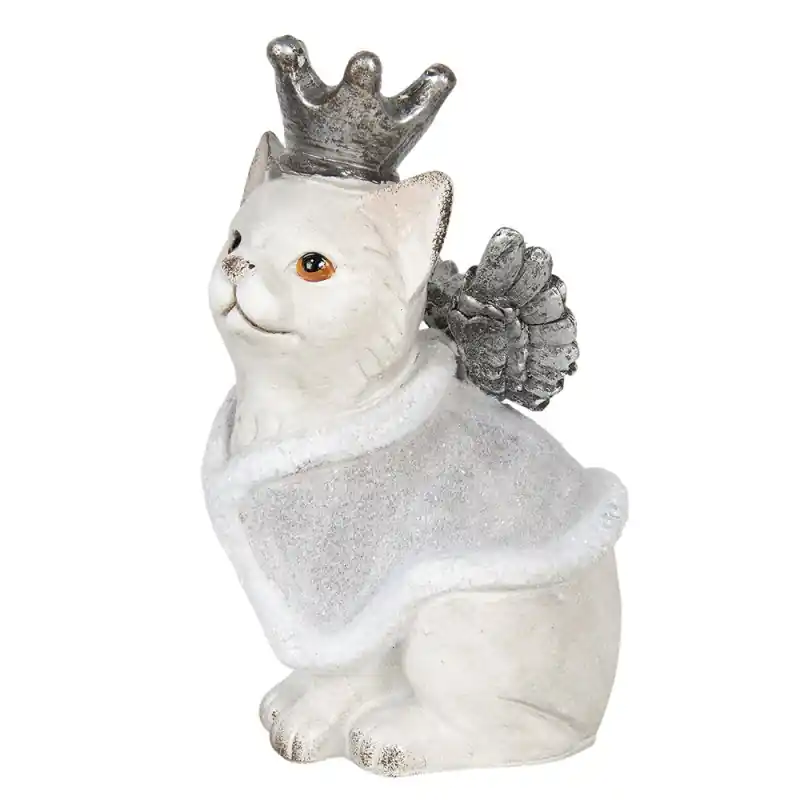 Clayre & Eef Beeld Kat 17x15x28 cm Grijs Kunststof Premium