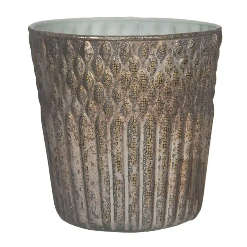 Clayre & Eef Theelichthouder Ø 13x13 cm Koperkleurig Glas Veilige Betaling