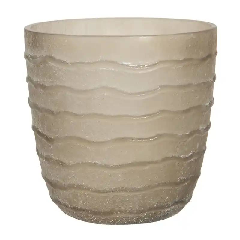 Clayre & Eef Theelichthouder Ø 13x13 cm Beige Glas Rechtstreeks Van De Fabrikant