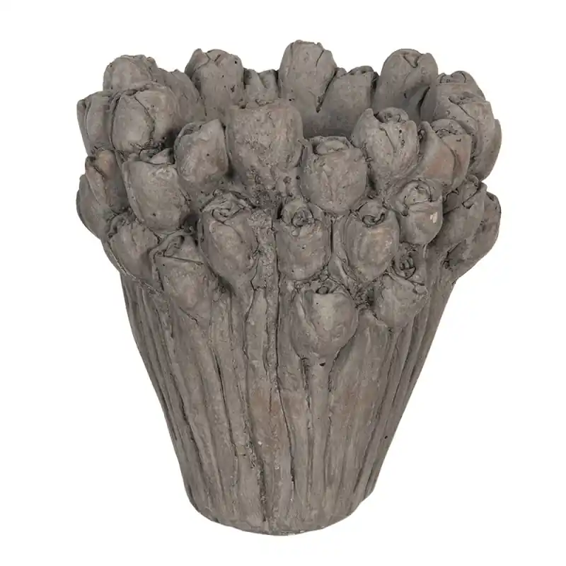 Veilige Betaling Clayre & Eef Bloempot Ø 23x25 cm Grijs Steen Bloemen