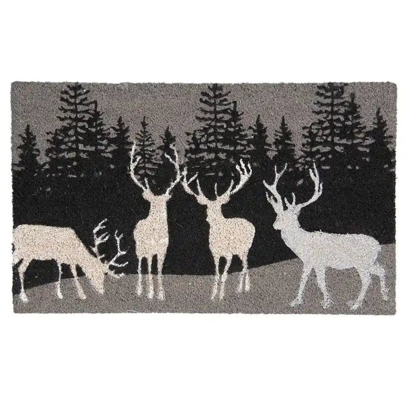 Clayre & Eef Deurmat 75x45 cm Grijs Kokos Elanden Exclusieve Aanbieding