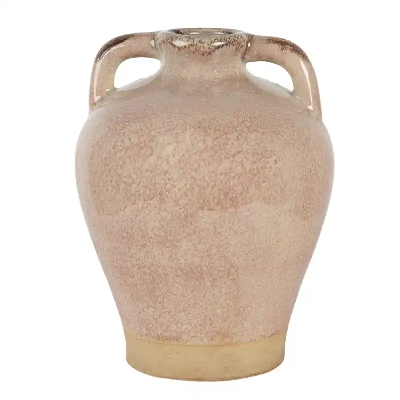 Gecertificeerd Clayre & Eef Vaas Ø 19x25 cm Roze Beige Keramiek