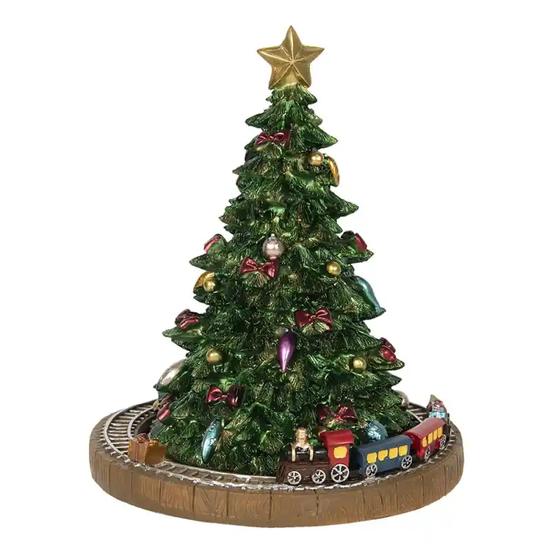 Direct Verzonden Clayre & Eef Muziekdoos Kerstboom Ø 15x18 cm Groen Kunststof
