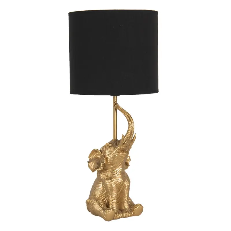 Nieuw Clayre & Eef Tafellamp Olifant Ø 20x46 cm Goudkleurig Zwart Polyresin