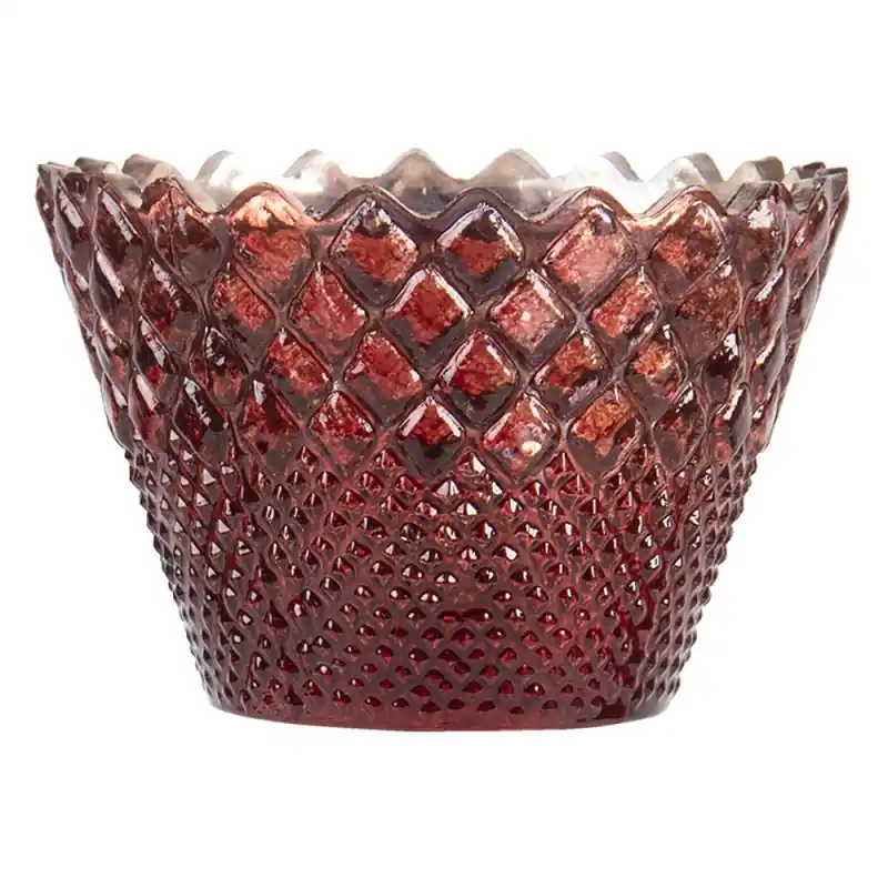 Laatste Versie Clayre & Eef Theelichthouder Ø 10x7 cm Rood Glas