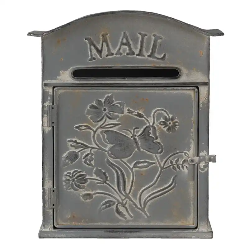Clayre & Eef Brievenbus 26x10x31 cm Grijs Metaal Seizoensaanbieding