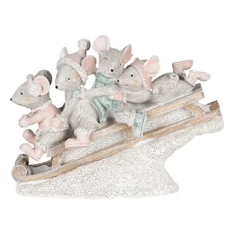 Superprijs Clayre & Eef Beeld Muis 15x5x11 cm Grijs Kunststof Muis
