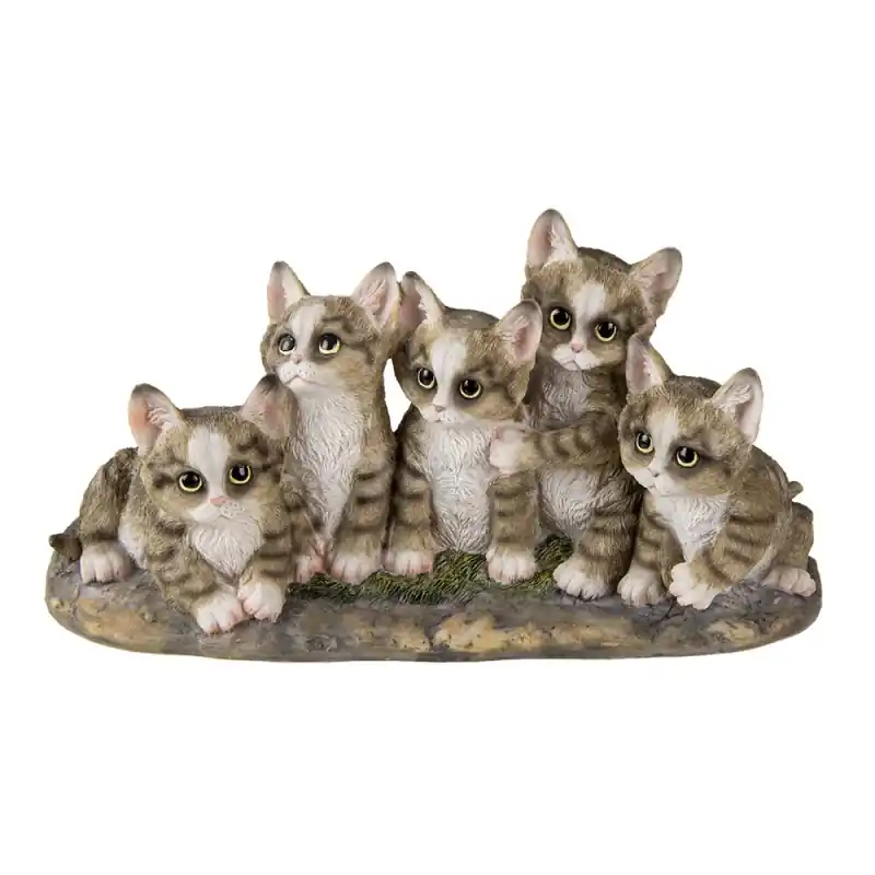 Lage Prijs Clayre & Eef Beeld Kat 32x13x16 cm Grijs Kunststof