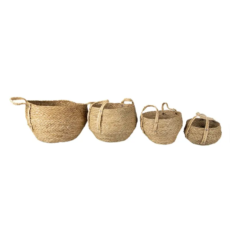Flitsaanbieding Clayre & Eef Opbergmand Set van 4 Ø 30 - Ø 18cm Bruin Stro