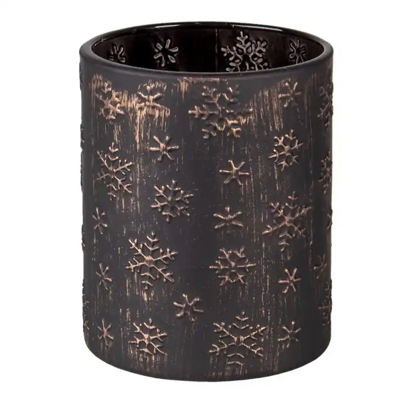 Flitsaanbieding Clayre & Eef Theelichthouder Ø 10x13 cm Goudkleurig Zwart Glas