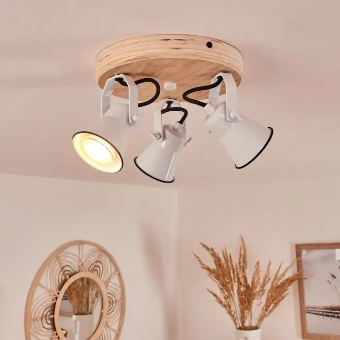 Seizoensaanbieding Skodsbol Plafondlamp Hout licht, Wit, 3-lichts