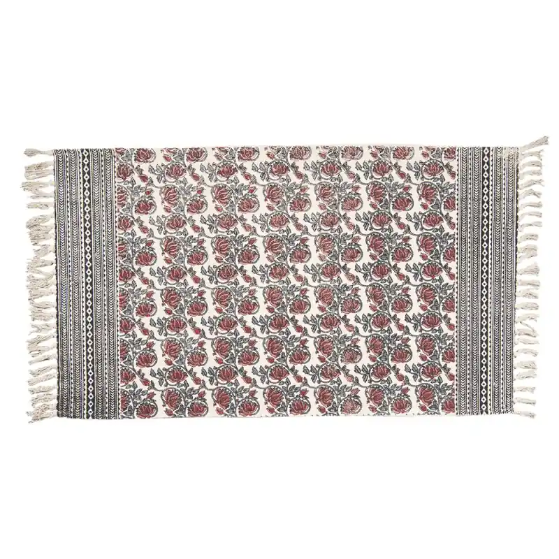 Weekendaanbieding Clayre & Eef Vloerkleed 140x200 cm Rood Wit Katoen