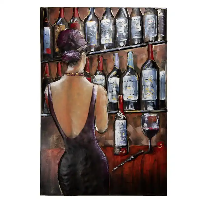 Clayre & Eef Metalen Schilderij 80x120 cm Rood Metaal Vrouw Beperkt Aanbod