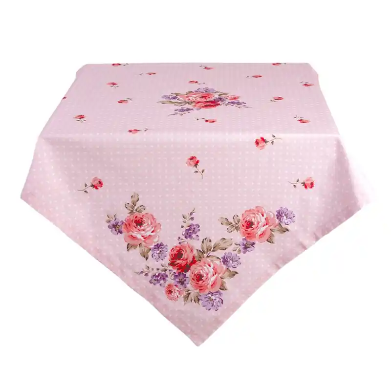 Clayre & Eef Tafelkleed 150x250 cm Roze Paars Katoen Rozen Hoge Kwaliteit