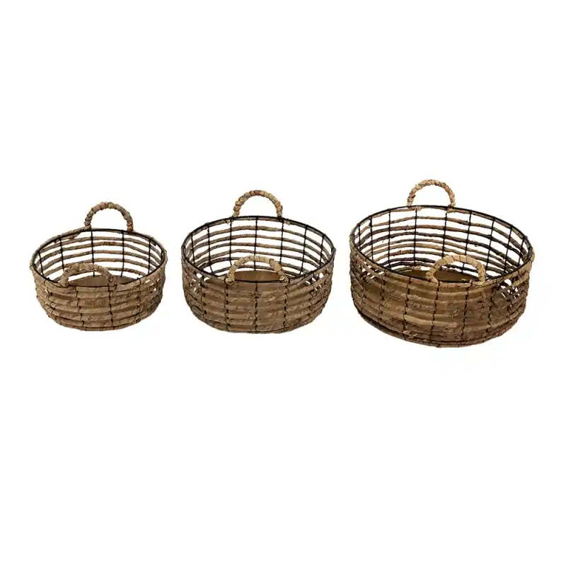 Clayre & Eef Opbergmand Set van 3 Ø 39 Ø 34 Ø 29 cm Bruin Rotan Meest Verkocht