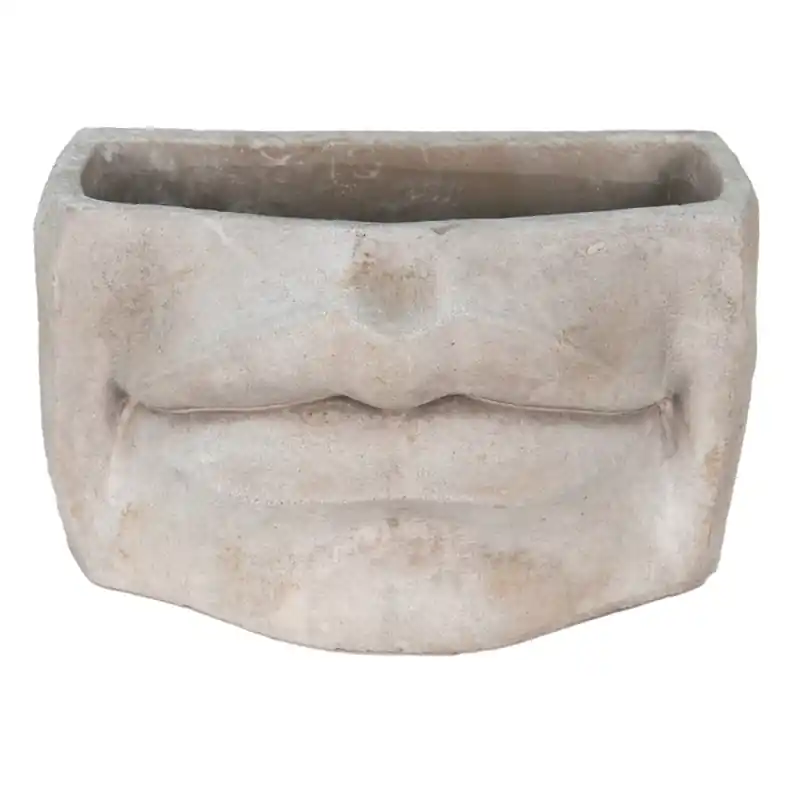 Clayre & Eef Bloempot Mond 26x16x16 cm Grijs Steen Direct Verzonden