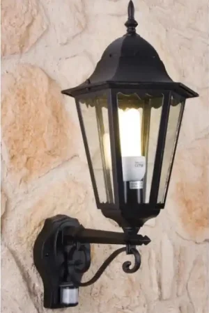 Lutec BRISTOL Buiten muurverlichting Zwart, Transparant, Helder, 1-licht, Bewegingsmelder Seizoensaanbieding